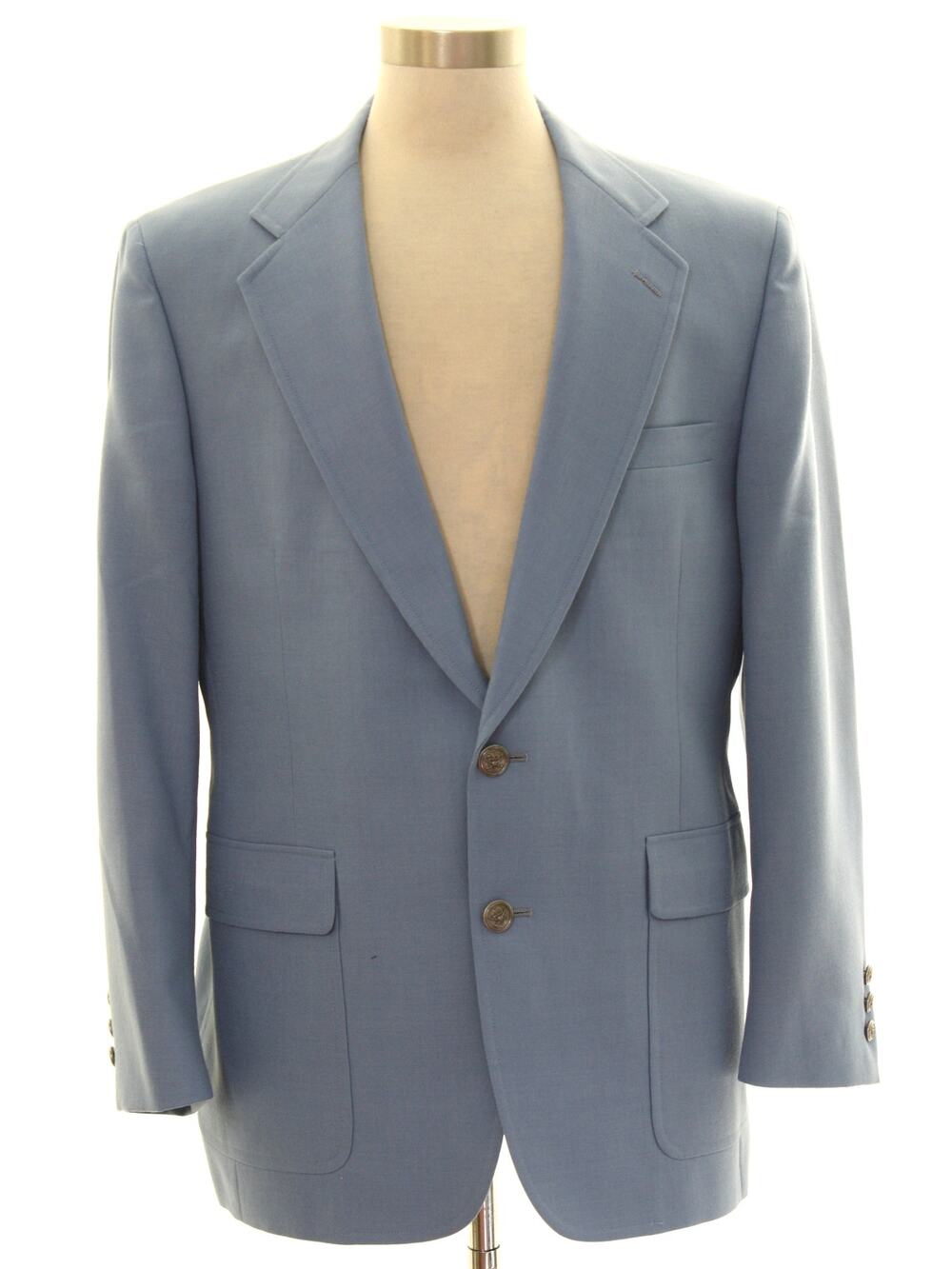 Vintage 70s Hart Schaffner Marx Blue Wool Blazer Sport Coat Men's Large 42R